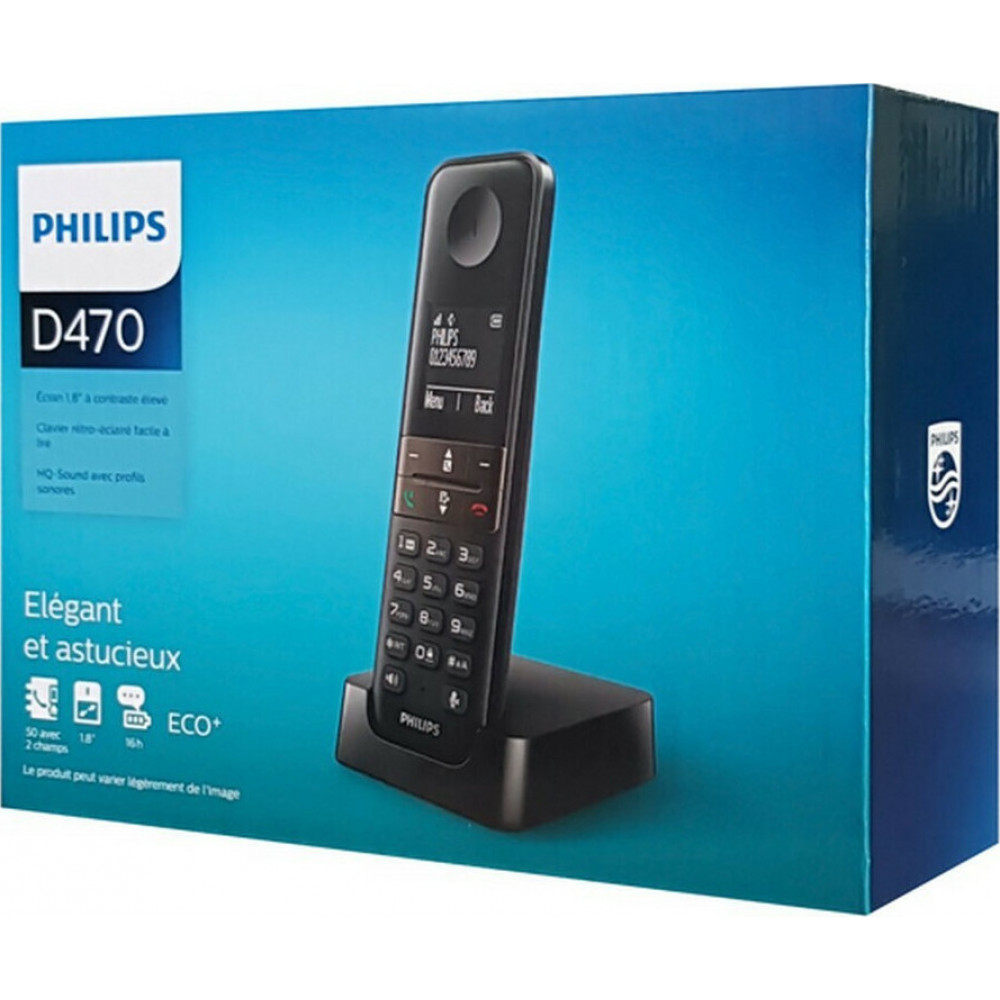 Philips D4701B Ασύρματο Τηλέφωνο με Aνοιχτή Aκρόαση (Μαύρο)