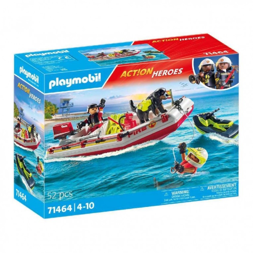 Playmobil Φουσκωτό σκάφος Πυροσβεστικής με θαλάσσιο scooter (71464)