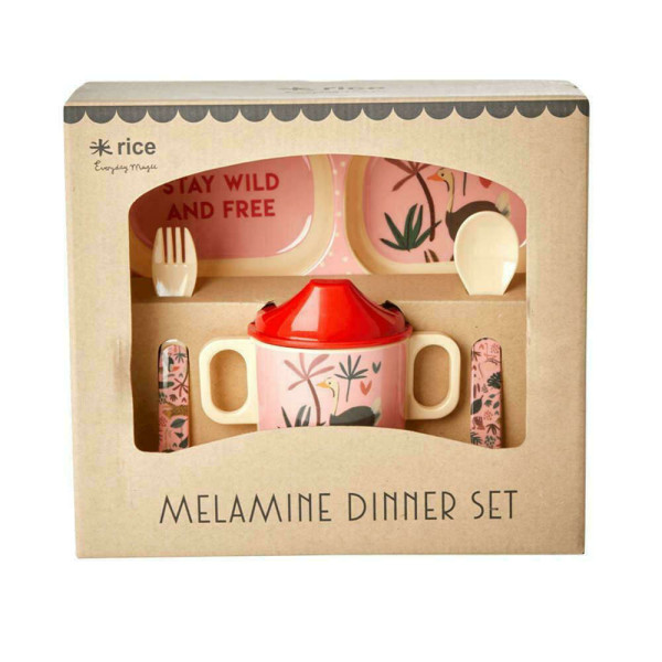 RICE Σετ Φαγητού Ζώα της Ζούγκλας (Ροζ)