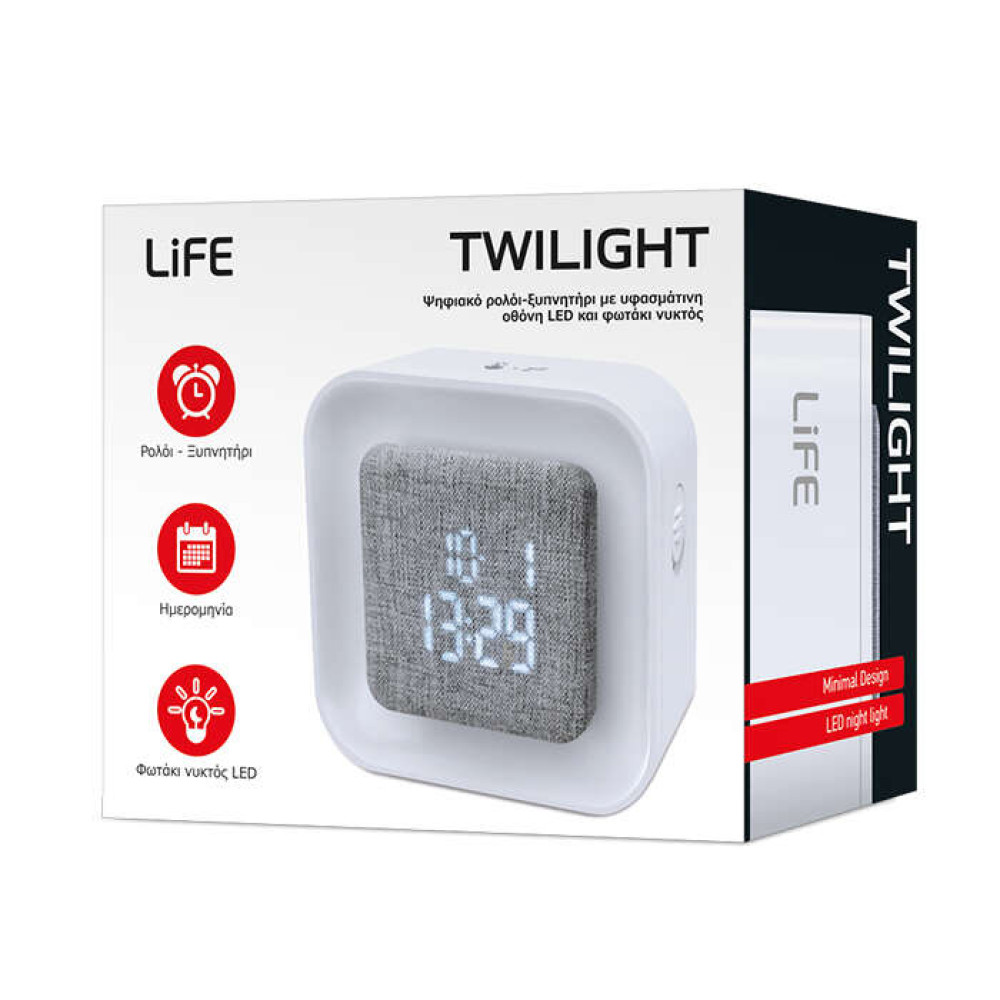 Life TWILIGHT Επιτραπέζιο Ψηφιακό Ρολόι με Ξυπνητήρι (Λευκό)