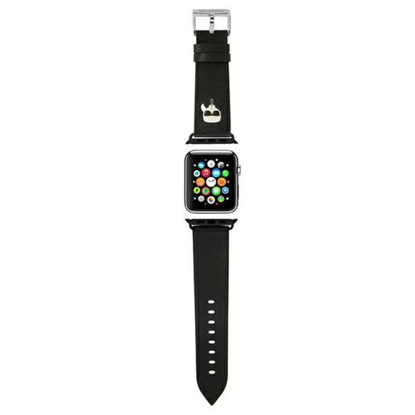 Karl Lagerfeld Saffiano KLAWMOKHK Λουράκι Σιλικόνης για Apple Watch 38/40/41 mm (Μαύρο)