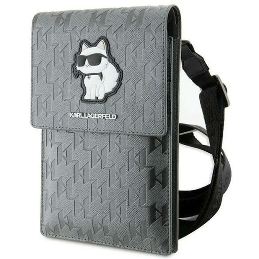 Karl Lagerfeld KLWBSAKHPCG Saffiano Mono Choupette Τσαντάκι για Smartphone από Οικολογικό Δέρμα (Ασημί)