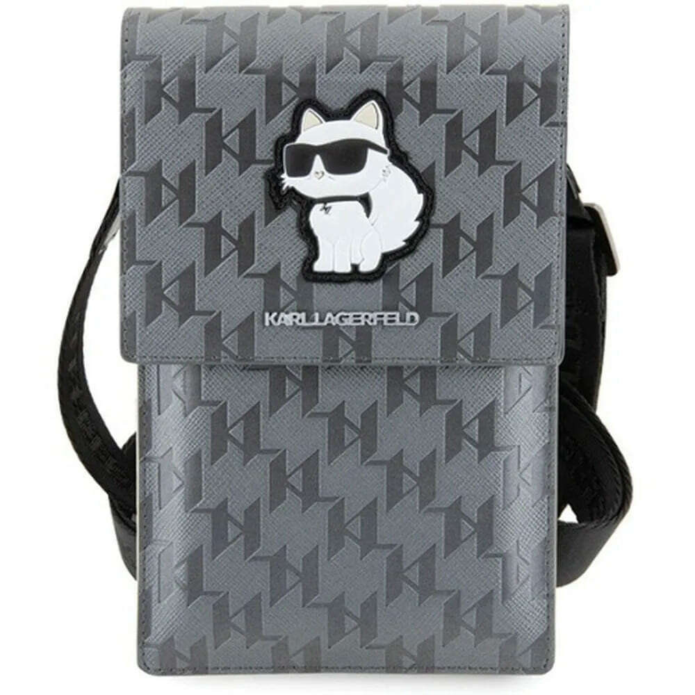 Karl Lagerfeld KLWBSAKHPCG Saffiano Mono Choupette Τσαντάκι για Smartphone από Οικολογικό Δέρμα (Ασημί)