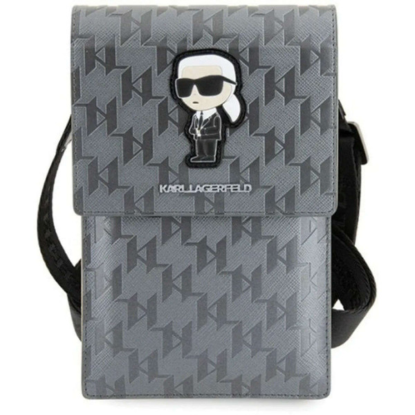 Karl Lagerfeld KLWBSAKHPKG Saffiano Mono Ikonik Τσαντάκι για Smartphone από Οικολογικό Δέρμα (Ασημί)