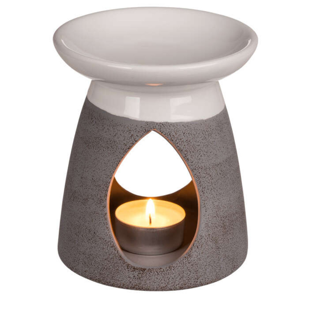 Κεραμικός Καυστήρας Αιθέριων Ελαίων Oil Burner (Γκρι-Λευκό)
