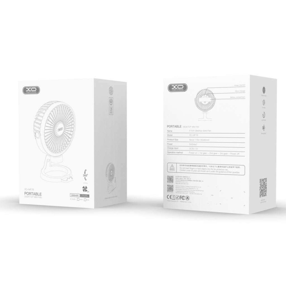 XO MF78 Επιτραπέζιος Ανεμιστήρας 4 Ιντσών 1200mAh (Μπλε)