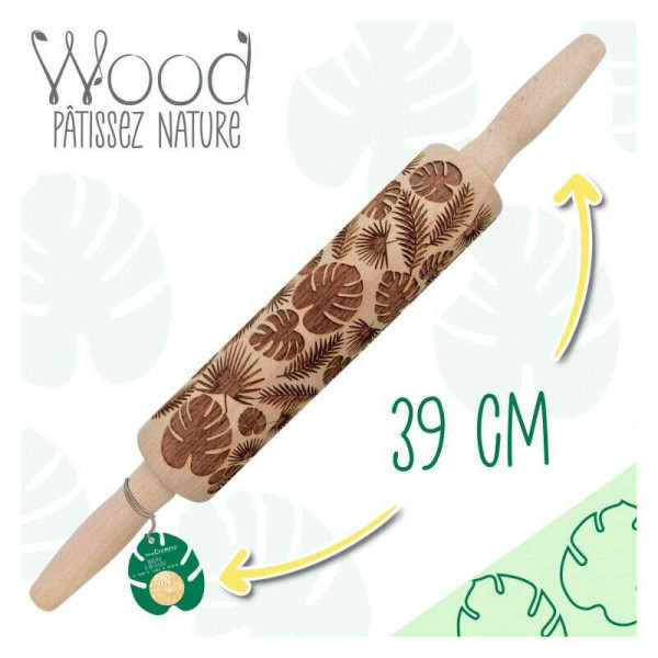 Scrap Cooking Ξύλινο Ρολό για Μπισκότα με Σχέδια Φύλλων