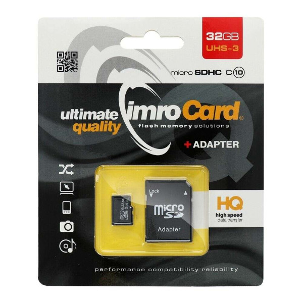 IMRO microSDXC Memory Card UHS-3 100MB/s Class 10 U3 με αντάπτορα 32GB