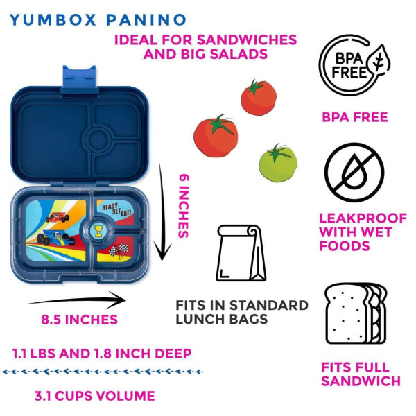 Yumbox Tapas Φαγητοδοχείο με 4 χωρίσματα (Monte Carlo Blue - Shark)