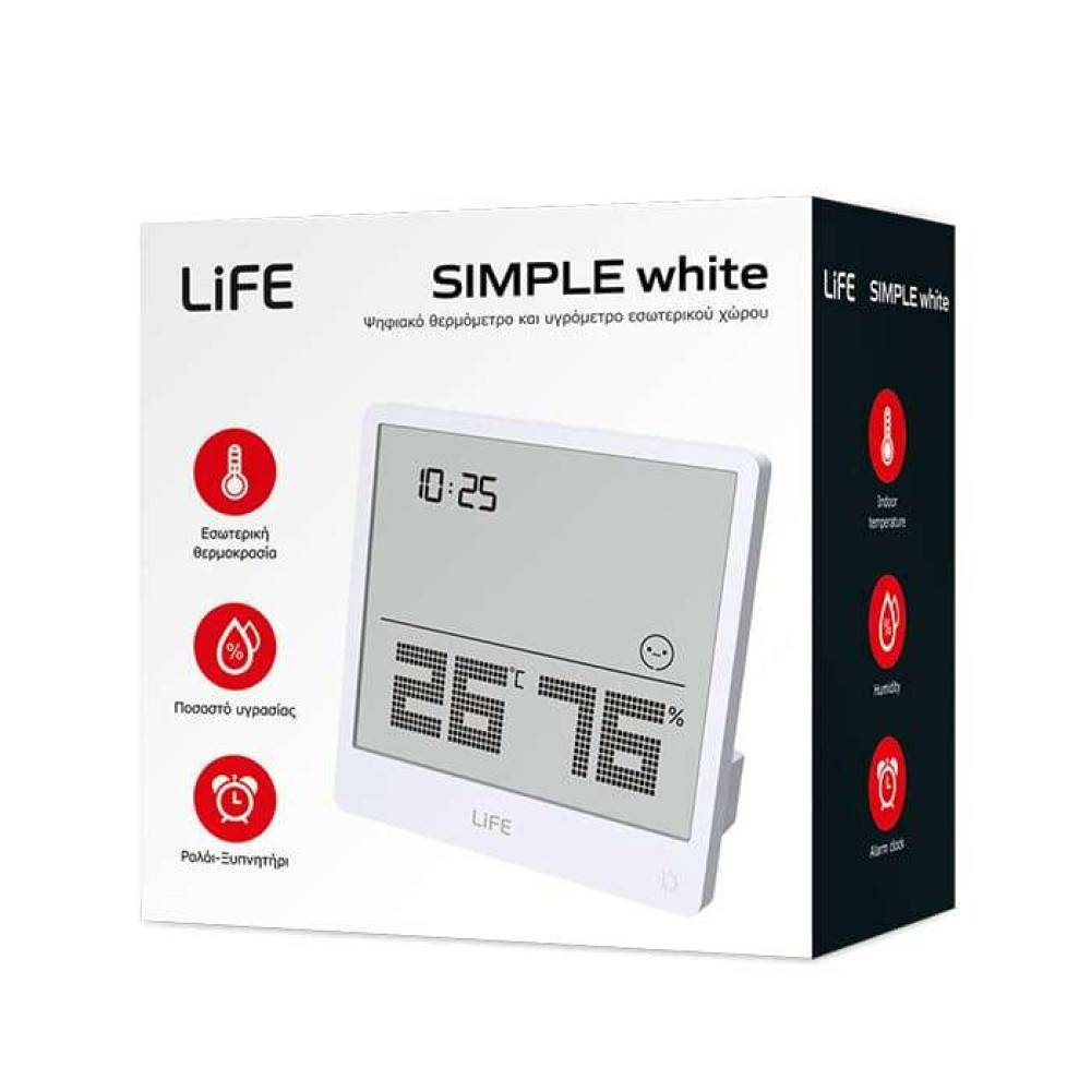 Life Simple White Ψηφιακό θερμόμετρο και υγρόμετρο εσωτερικού χώρου (Λευκό)