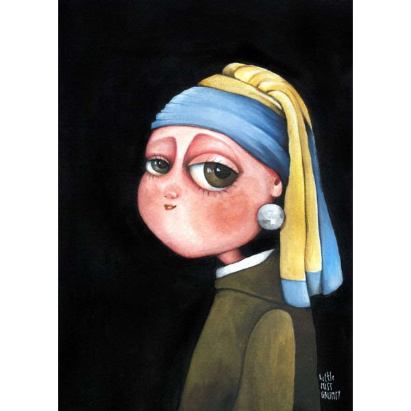 Little Miss Grumpy Girl with a Pearl Earring (10 x 15 cm)