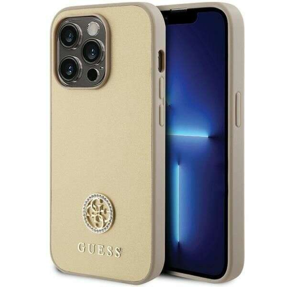 Guess Θήκη Backcover για Apple iPhone 15 Pro Strass Metal Logo (Χρυσό)