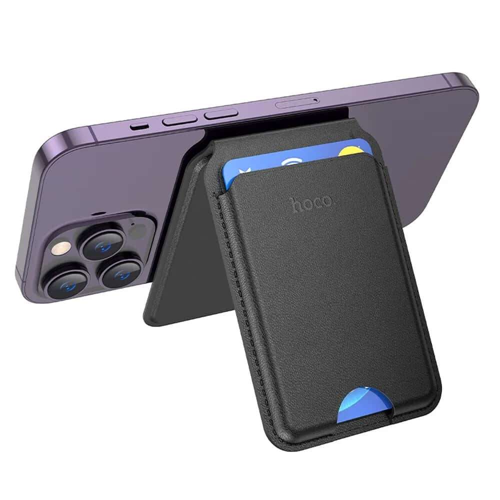 Hoco GT3 Magsafe Card Holder Mαγνητική Θήκη Καρτών από Οικολογικό Δέρμα (Μαύρο)