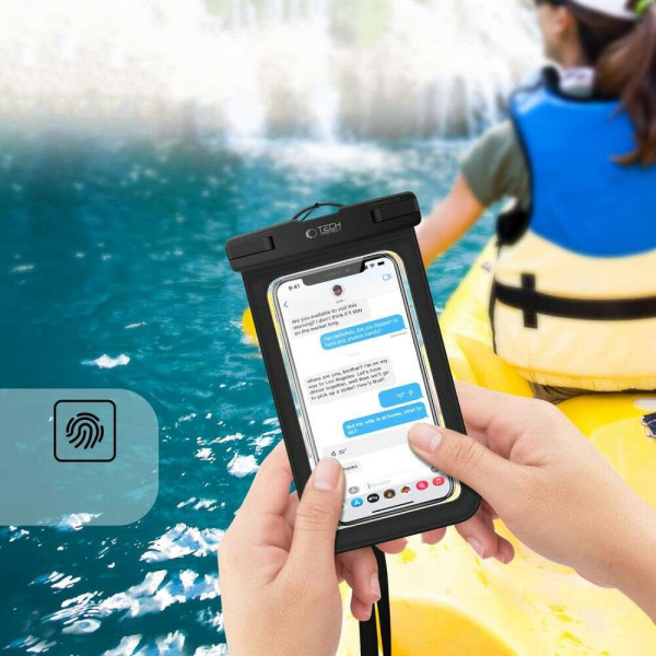 Tech-Protect UWC9 Αδιάβροχη Θήκη για Κινητό Universal Waterproof Phone Case 8.9" (Μαύρο/Πορτοκαλί)