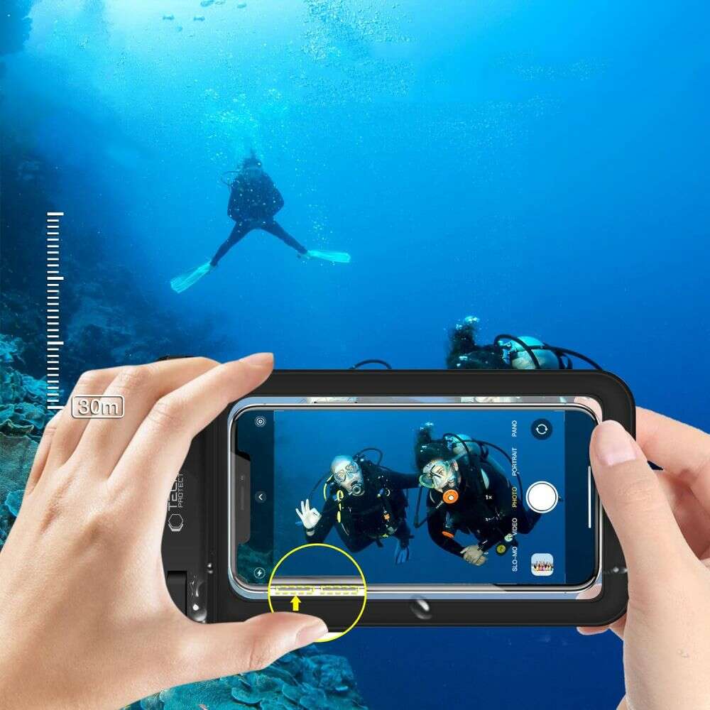 Tech-Protect UWC9 Αδιάβροχη Θήκη για Κινητό Universal Waterproof Phone Case 8.9" (Μαύρο/Πορτοκαλί)