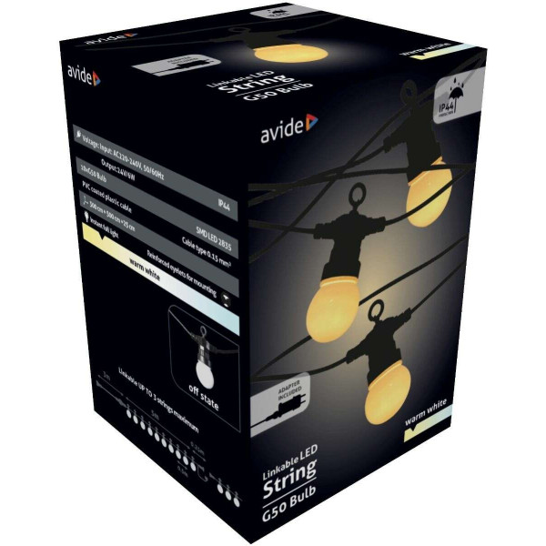 Avide Εξωτερική Γιρλάντα Θερμό Με Δυνατότητα Επέκτασης 5m