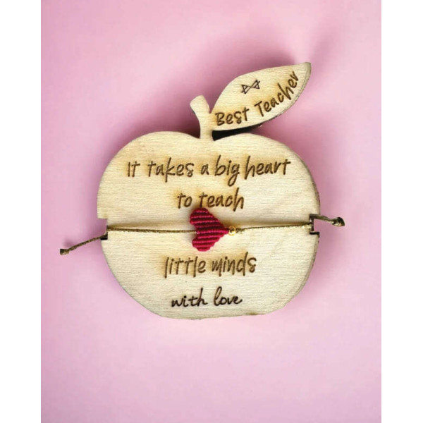 LifeLikes Βραχιόλι Καρδιά για τη Δασκάλα με Ξύλινο Μήλο