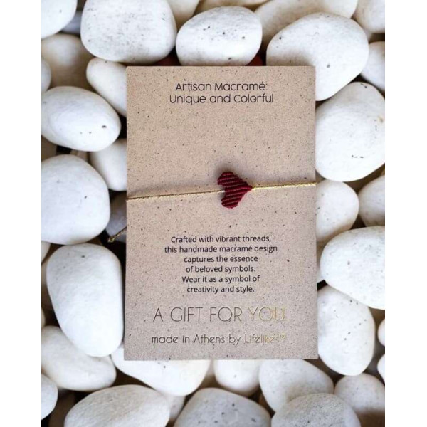 LifeLikes Μακραμέ Καρδιά Μπορντώ