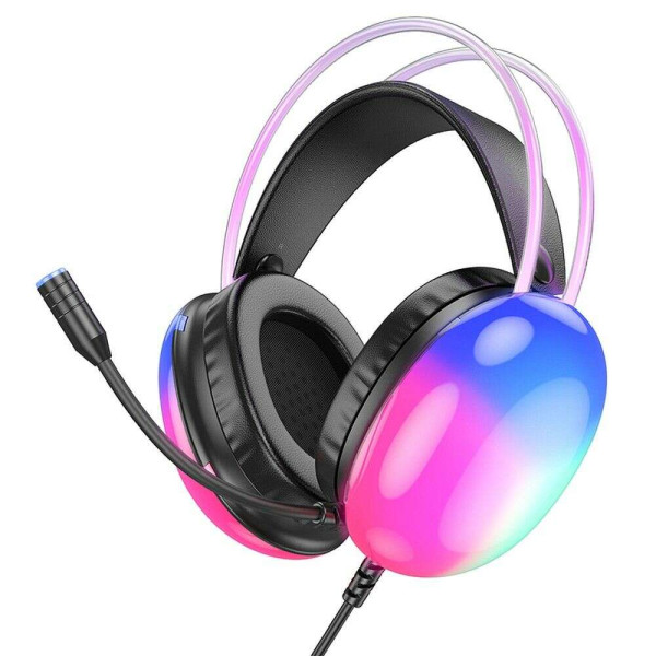 Hoco W109 Plus Over Ear Gaming Headset με σύνδεση 3.5mm / USB LED (Μαύρο)