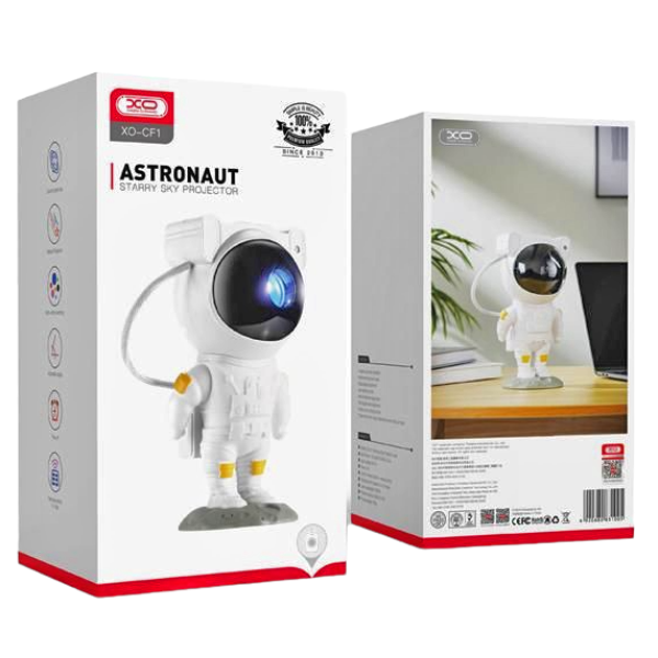 XO CF1 Παιδικό Φωτιστικό Προτζέκτορας Ουρανού Αστροναύτης (Λευκό)