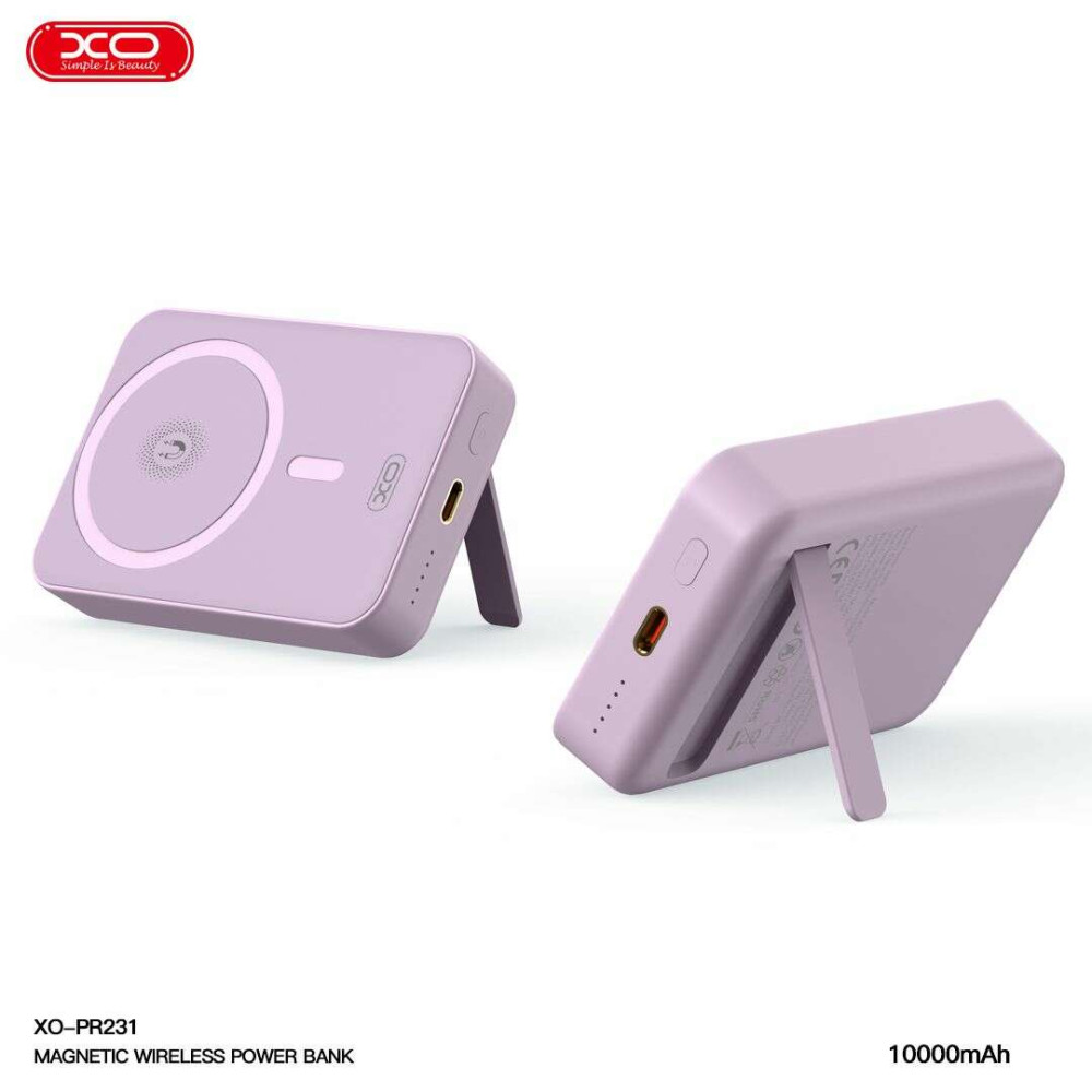 XO PR231 Magnetic Power Bank 10000mAh 15W PD20W Fast Charging (Μωβ)