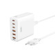 XO L133(EU)  Φορτιστ΄ής 75W GaN 3A+3C Desktop Fast Charger με 1.5M Power Cord (Λευκό)