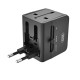 XO WL01 Αντάπτορας ταξιδιού UK / EU / US  με 2 θύρες USB (Μαύρο)