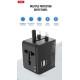 XO WL01 Αντάπτορας ταξιδιού UK / EU / US  με 2 θύρες USB (Μαύρο)
