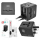 XO WL01 Αντάπτορας ταξιδιού UK / EU / US  με 2 θύρες USB (Μαύρο)