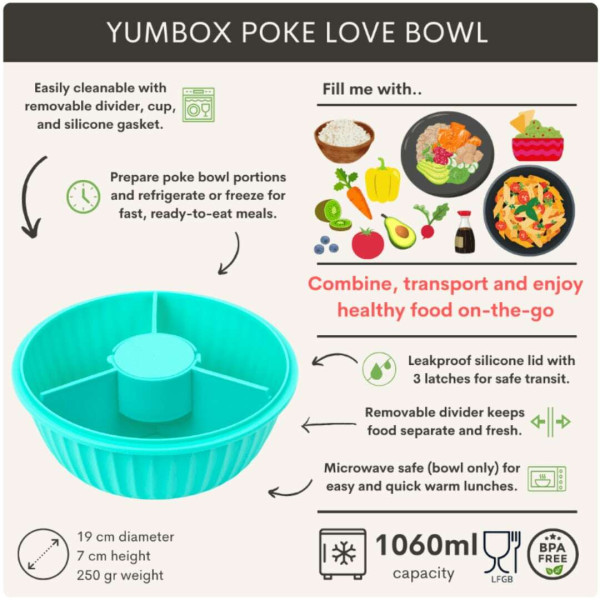 Yumbox Poke Bowl Φαγητοδοχείο με 3 χωρίσματα (Kale Green)