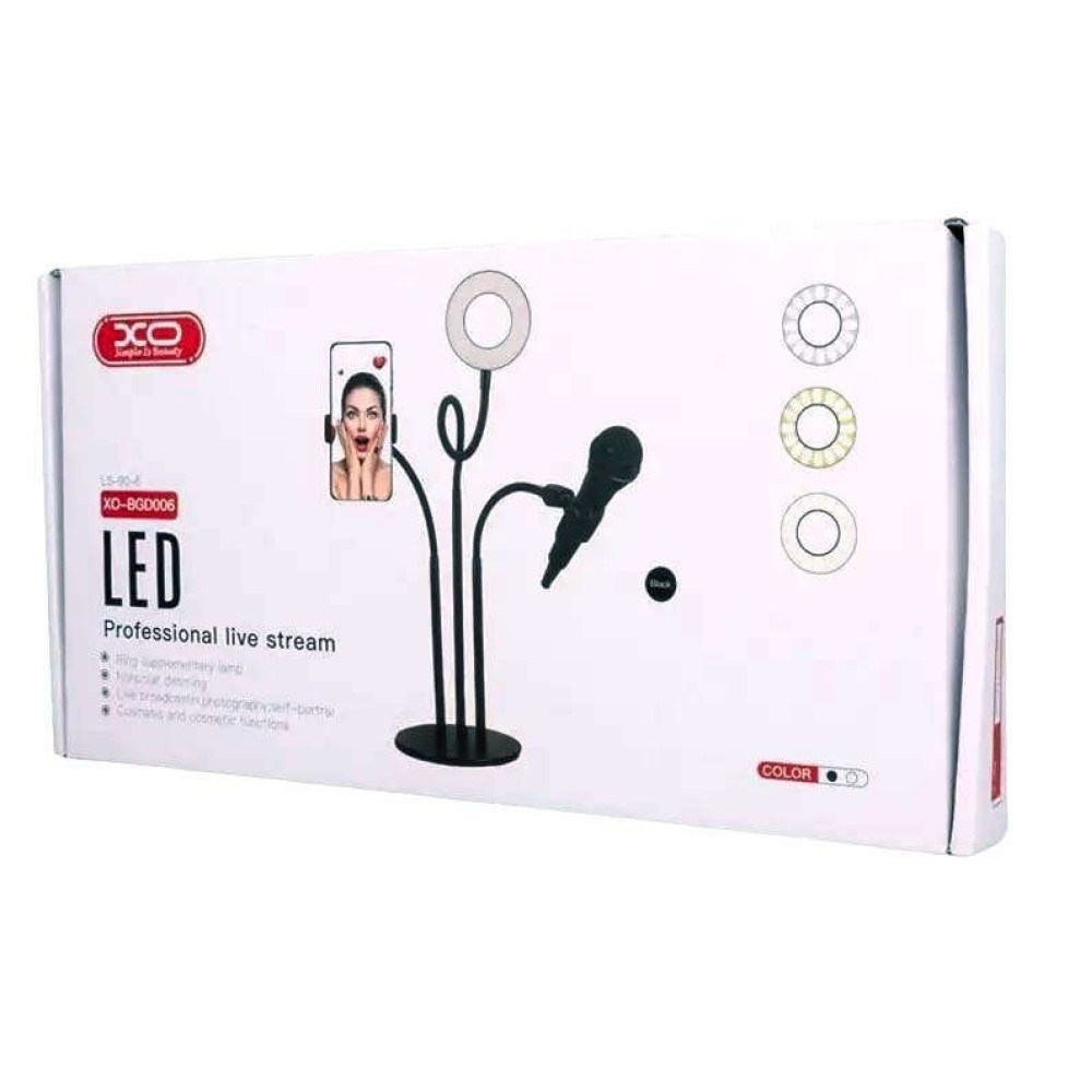 XO Ring Light BGD006 / LS-90-6 3.5cm με Επιτραπέζια Βάση Στήριξης και Βάση για Κινητό (Μαύρο)