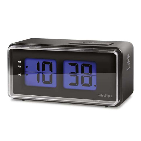 Life RETROFLIP II Ψηφιακό ρολόι / ξυπνητήρι με οθόνη LCD και retro flip design (Μαύρο)