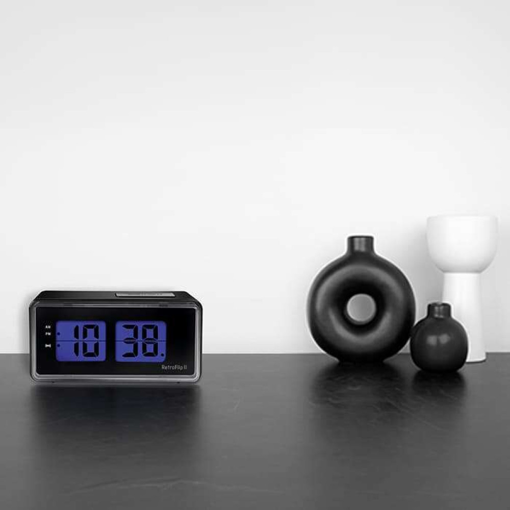 Life RETROFLIP II Ψηφιακό ρολόι / ξυπνητήρι με οθόνη LCD και retro flip design (Μαύρο)