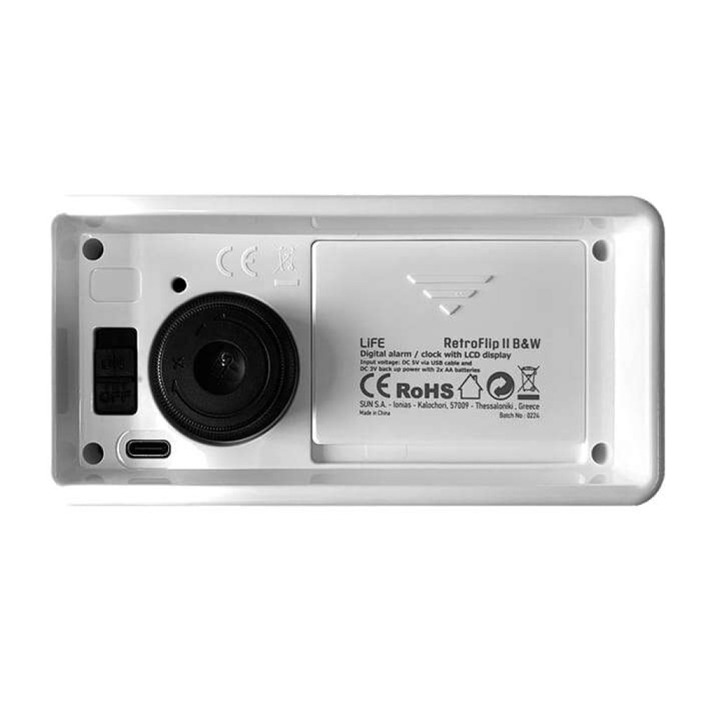 Life RETROFLIP II B&W Ψηφιακό ρολόι / ξυπνητήρι με οθόνη LCD και retro flip design (Λευκό)