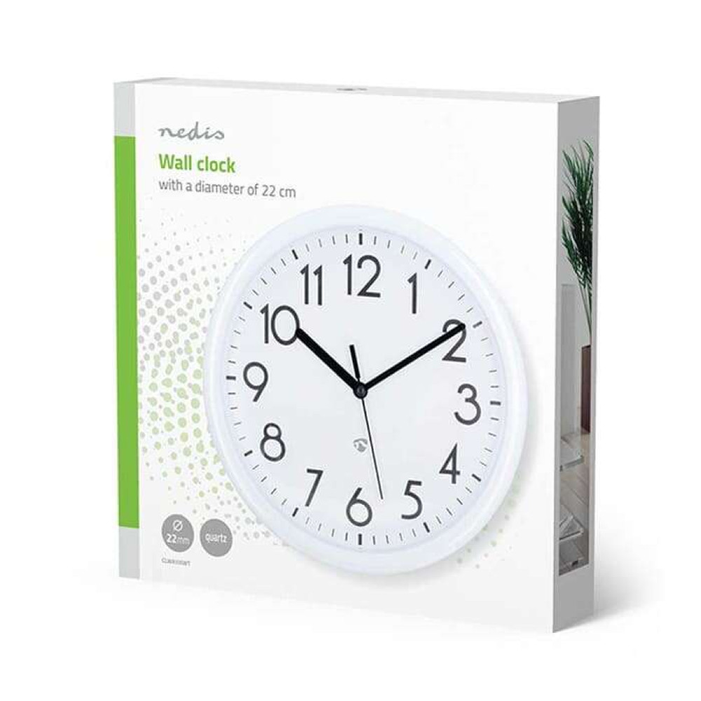 Nedis CLWA105WT Ρολόι τοίχου με μεγάλους αριθμούς 22cm (Λευκό)