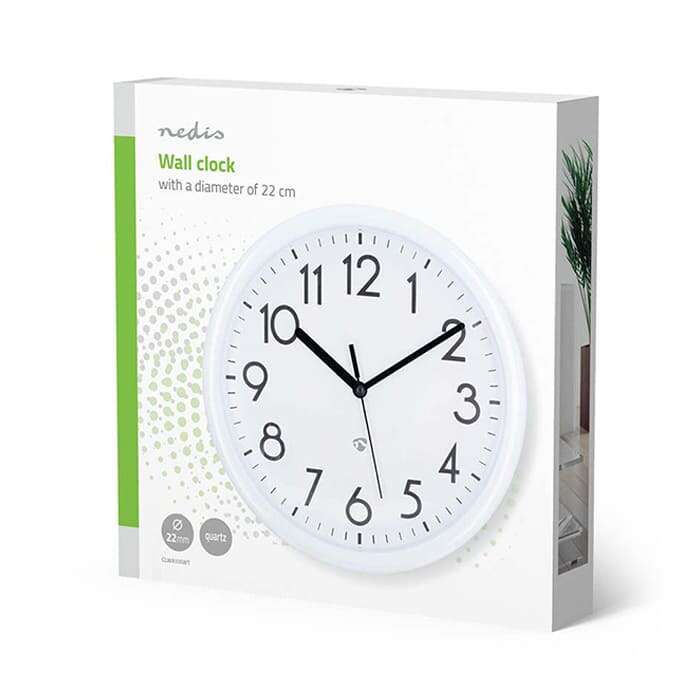 Nedis CLWA105WT Ρολόι τοίχου με μεγάλους αριθμούς 22cm (Λευκό)