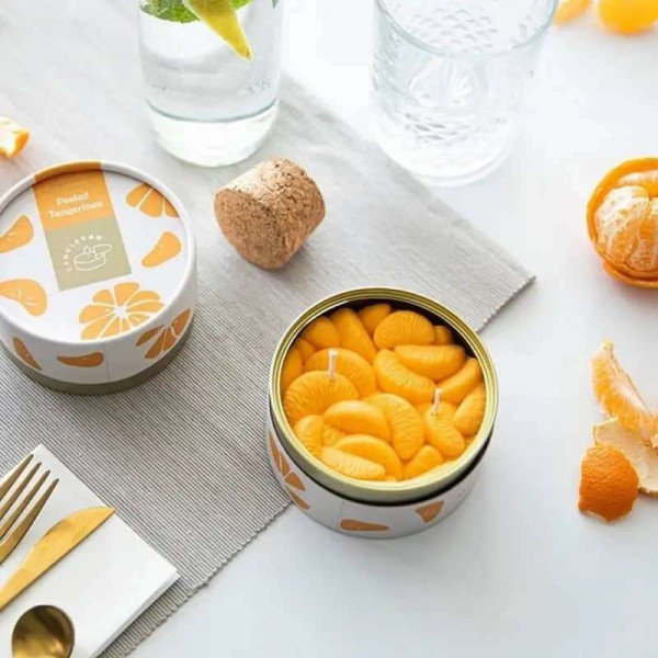 Candlehand Αρωματικό Φυτικό Κερί Γκουρμέ σε Κονσέρβα Peeled Tangerines 300gr