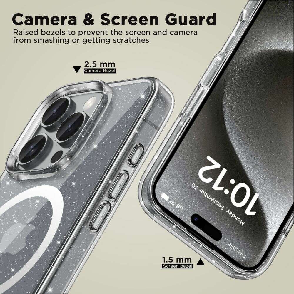 Tech-Protect Flexair Hybrid MagSafe θήκη για Apple iPhone 16 Pro Max (Glitter Clear)