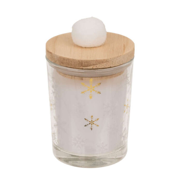Χριστουγεννιάτικο Κερί σε Βάζο με Ξύλινο Καπάκι (5 x 6 cm)