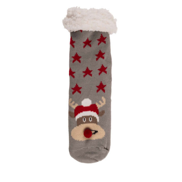 Χριστουγεννιάτικες Παιδικές Κάλτσες με Αντιολισθητική Σόλα Rudolf (One Size)
