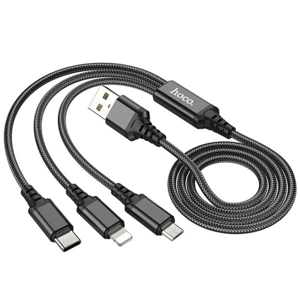 Καλώδιο Hoco X76 USB A σε Type-C / Lightning / micro USB 2A 1m (Μαύρο)