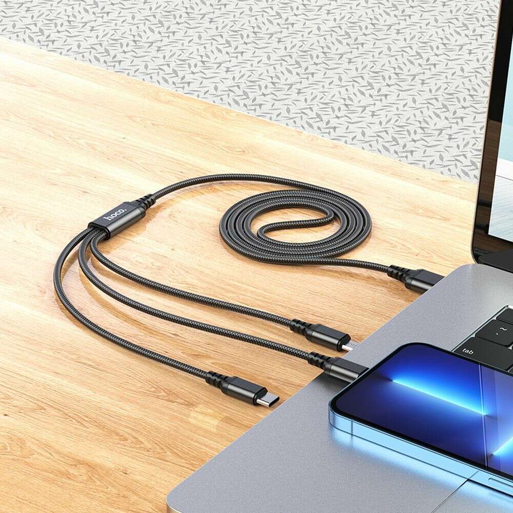 Καλώδιο Hoco X76 USB A σε Type-C / Lightning / micro USB 2A 1m (Μαύρο)