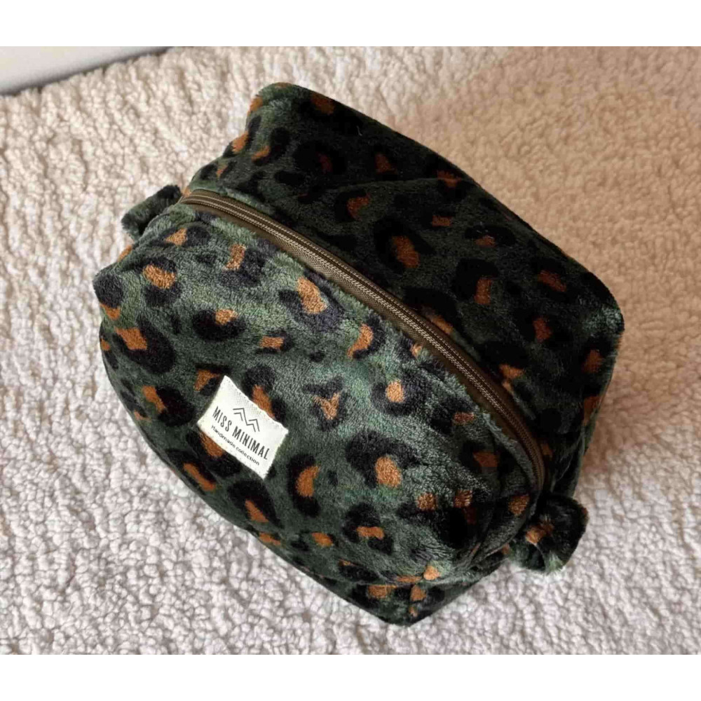 Miss Minimal Zipper Box Νεσεσέρ Green Leopard (22 x 13 x 23 cm)