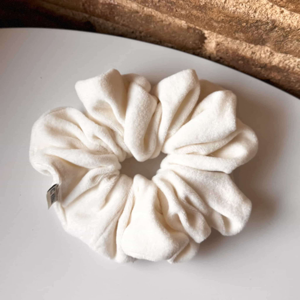 Miss Minimal Βελούδινο Schrunchie Pure White