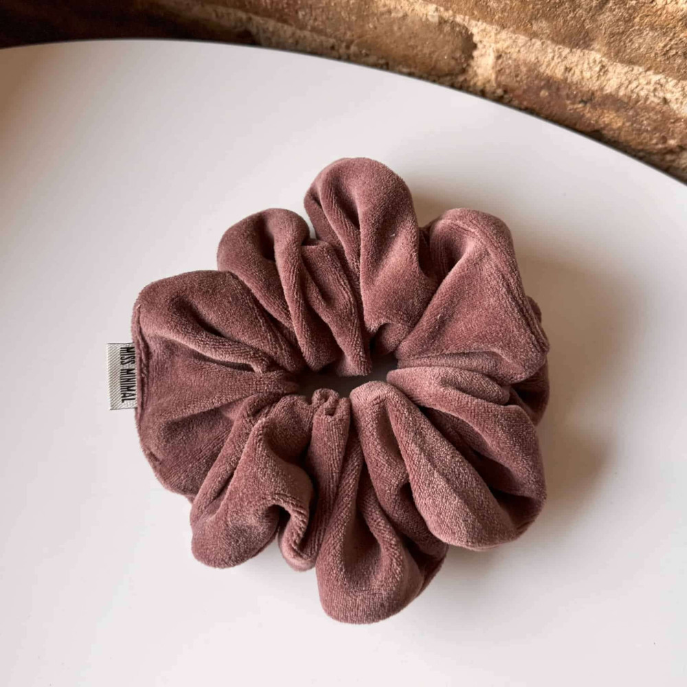 Miss Minimal Βελούδινο Schrunchie Dusty Pink