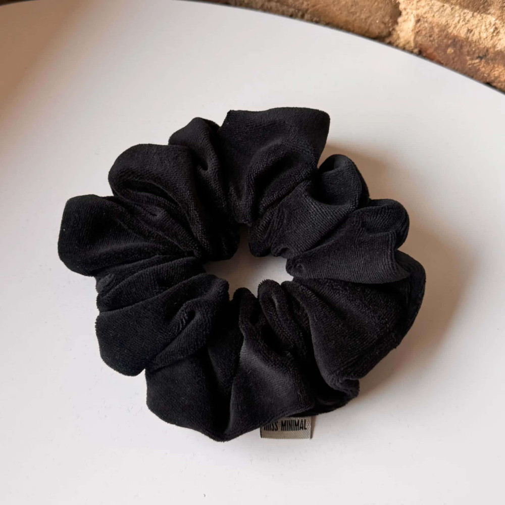 Miss Minimal Βελούδινο Schrunchie Soft Black