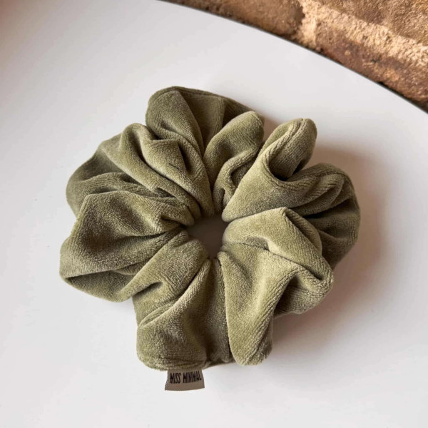 Miss Minimal Βελούδινο Schrunchie Pure Green