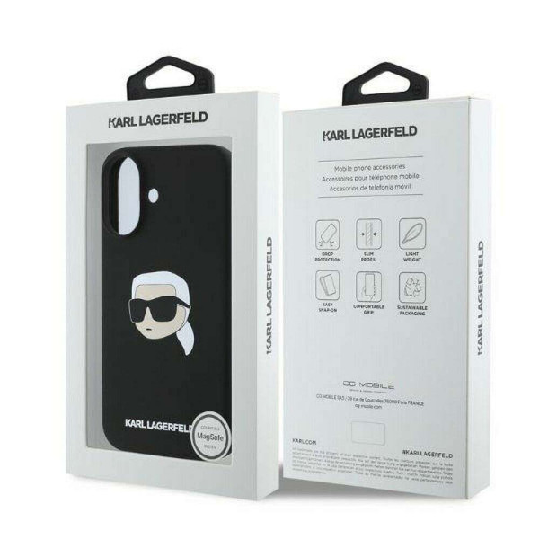 Karl Lagerfeld KLHMP16SSKHPPLK Θήκη Backcover για Apple iPhone 16  (Sil KL Head Print) (Μαύρο)