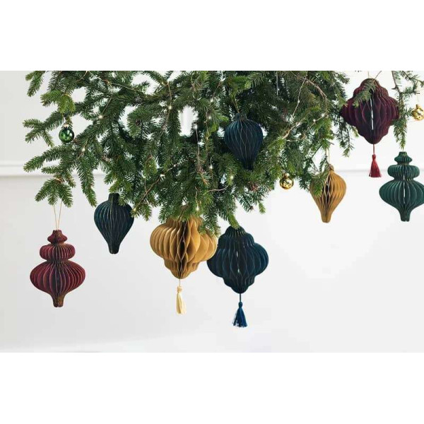 Χριστουγεννιάτικο Στολίδι Φαναράκι Honeycomb (Μπεζ)