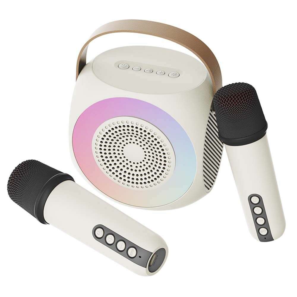 ATC-10 Bluetooth Ηχείο Καραόκε με 2 Μικρόφωνα (Μπεζ)